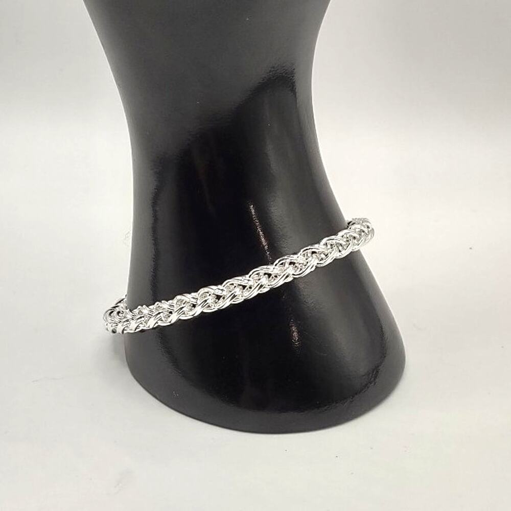 Silver Plated Bracelet 6mm Braided Men's Fashion Birthday Valentine's Gift